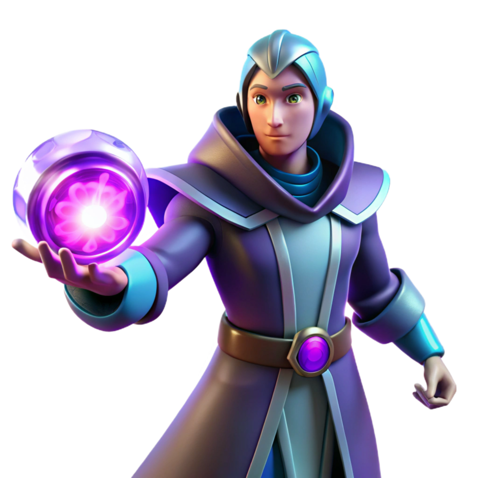 dramatic minimalist Fantasy Wizard 3D Render high resolution png