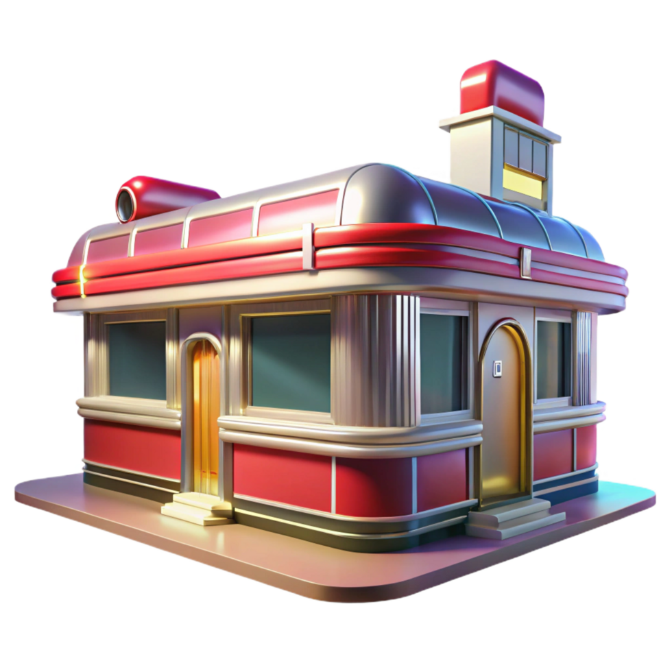 magnificent rustic Retro Diner 3D Model high resolution png