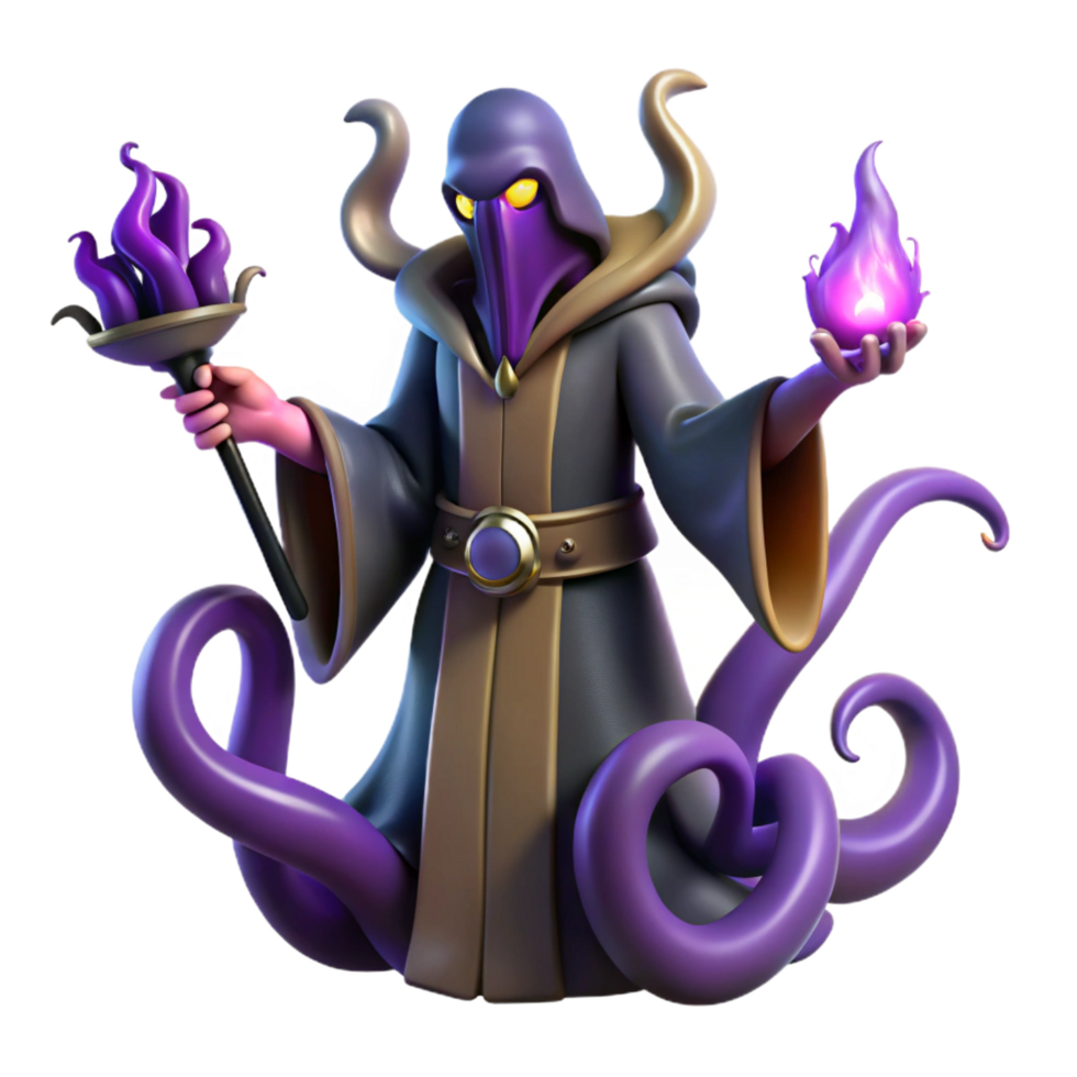 vibrant modern 3D Render Dark Wizard Mystic Illustration high quality png