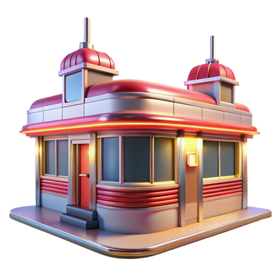 extraordinary modern Retro Diner 3D Model premium png