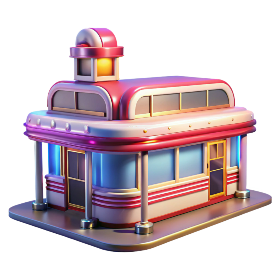 dramatic modern Retro Diner 3D Model authentic png
