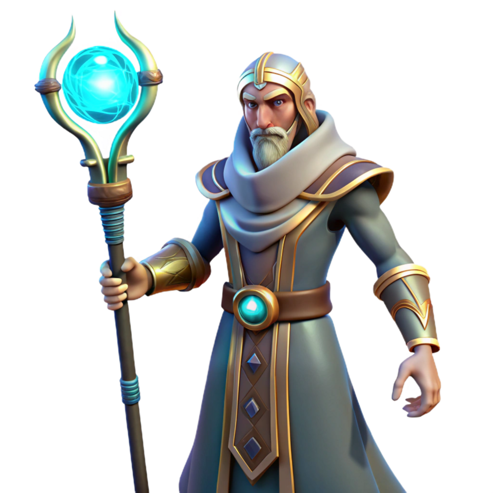serene minimalist Wise Wizard 3D Render high quality png