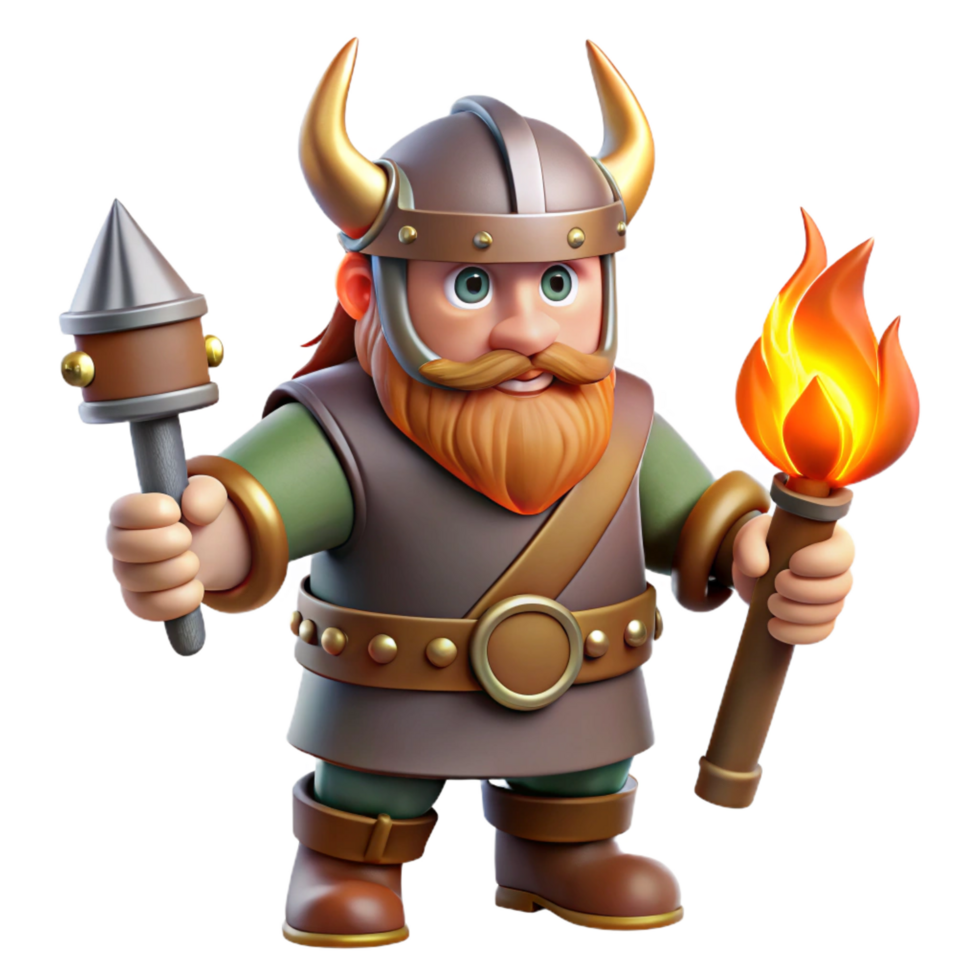 serene abstract Cartoon Viking 3D Render professional png