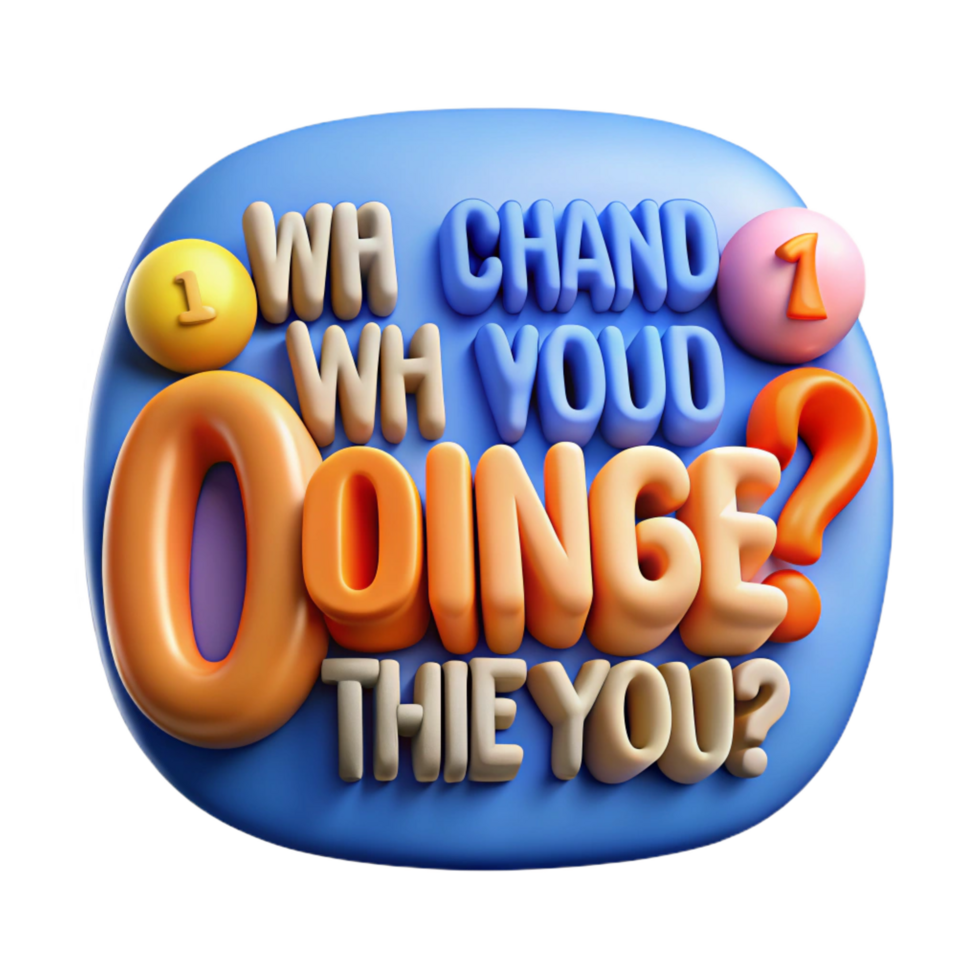 vibrant rustic 3D Colorful Text Illustration original png