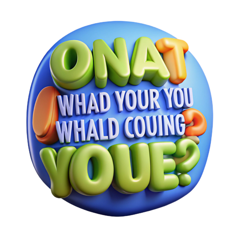 vibrant modern 3D Text Illustration What Had Your Whild Couing You 4K png