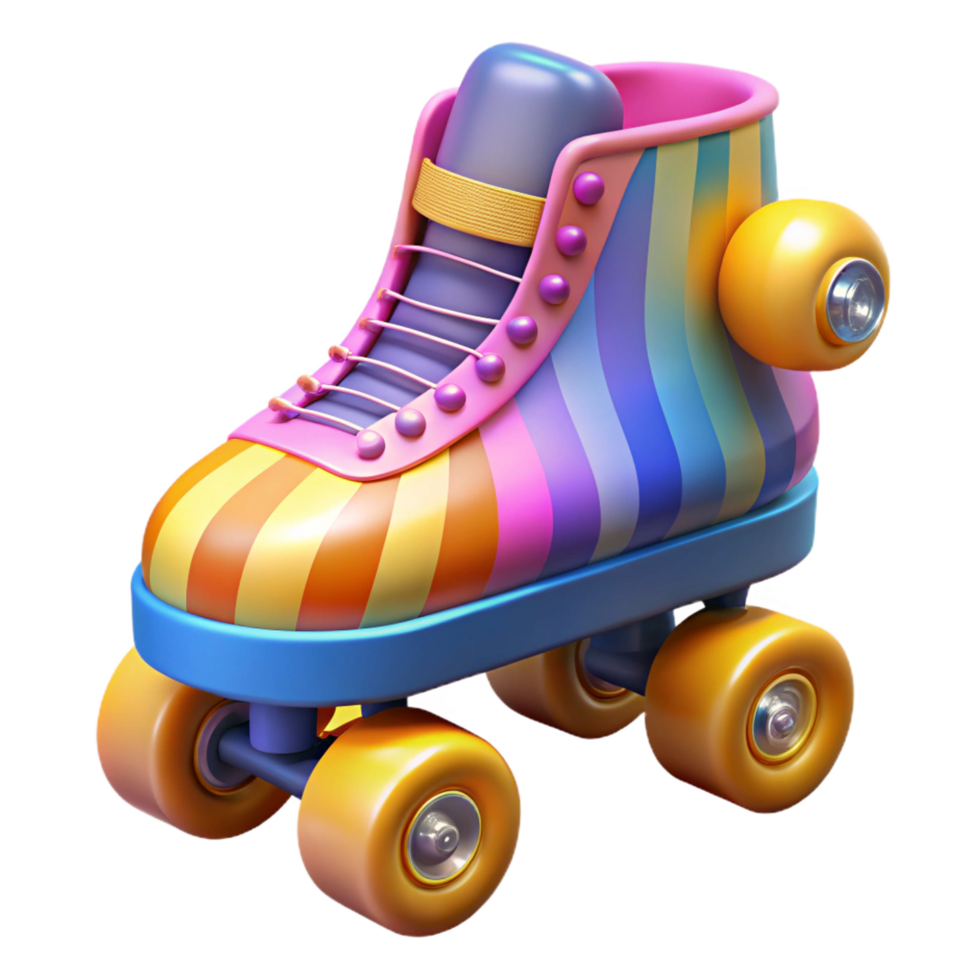 serene classic Rainbow Roller Skate 3D Render detailed png