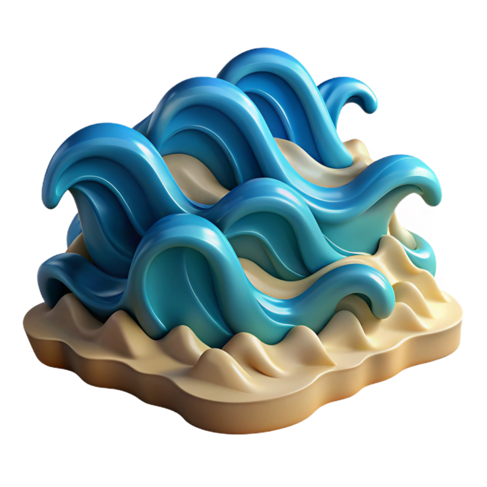 extraordinary minimalist 3D Abstract Ocean Wave Illustration original png