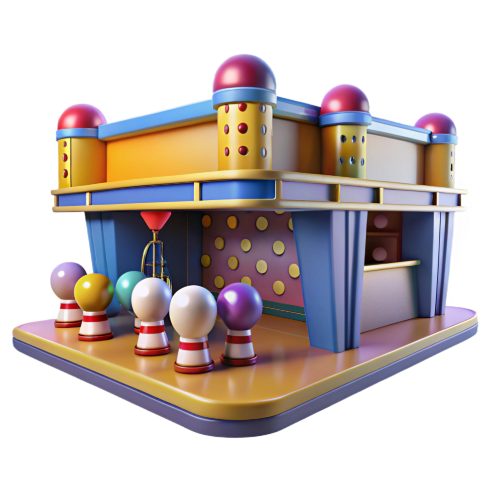 vibrant abstract 3D Render Colorful Arcade Game Booth detailed png
