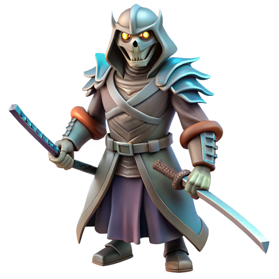 dramatic artistic 3D Render Skeleton Samurai Warrior authentic png