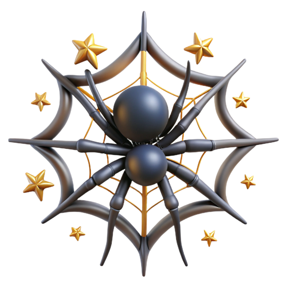 dramatic abstract 3D Spider Web Illustration with Stars original png