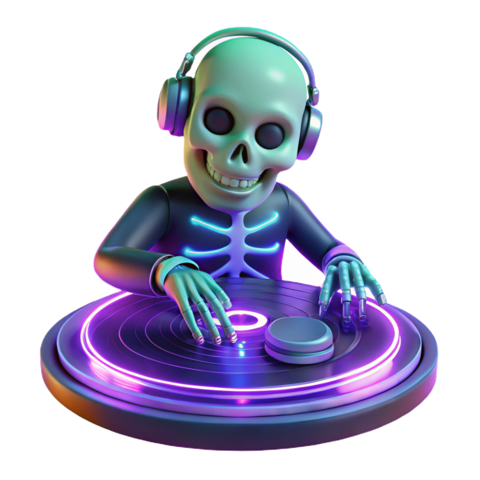 magnificent abstract Skeleton DJ 3D Render 4K png