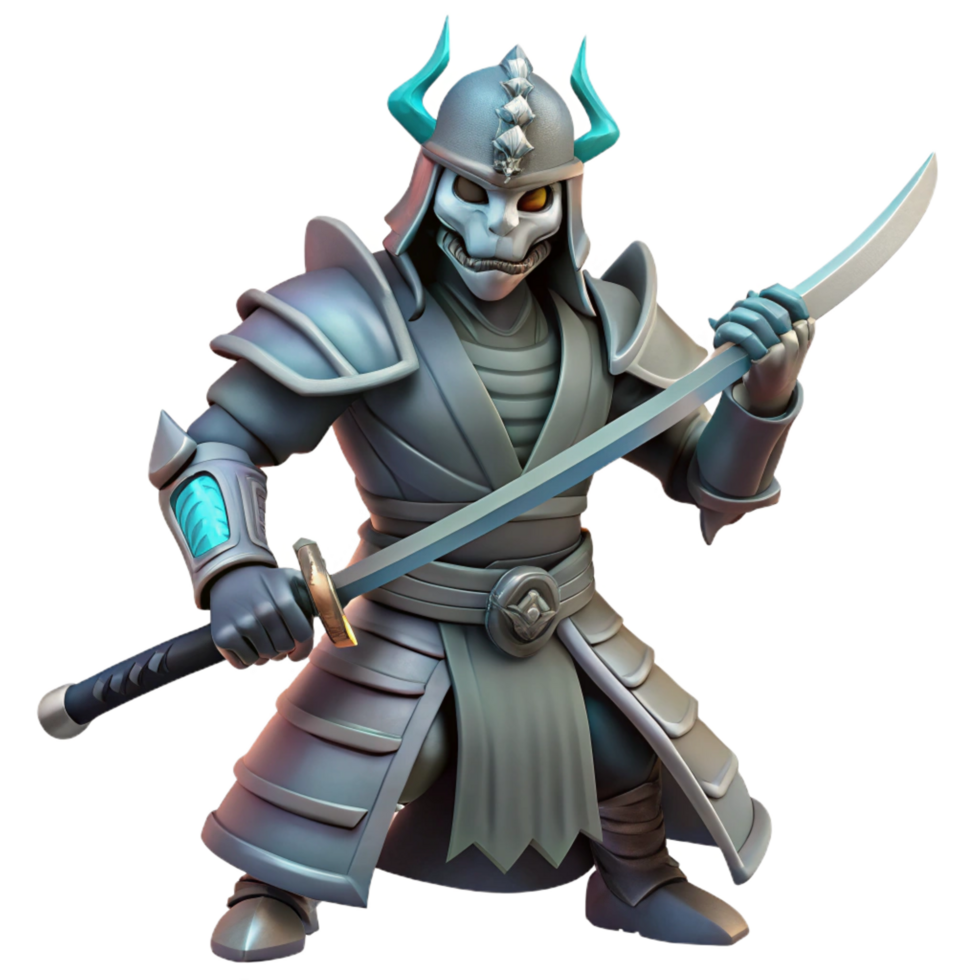 wonderful contemporary 3D Render Samurai Illustration professional png