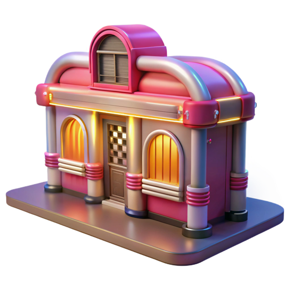 extraordinary minimalist Retro Diner 3D Model original png