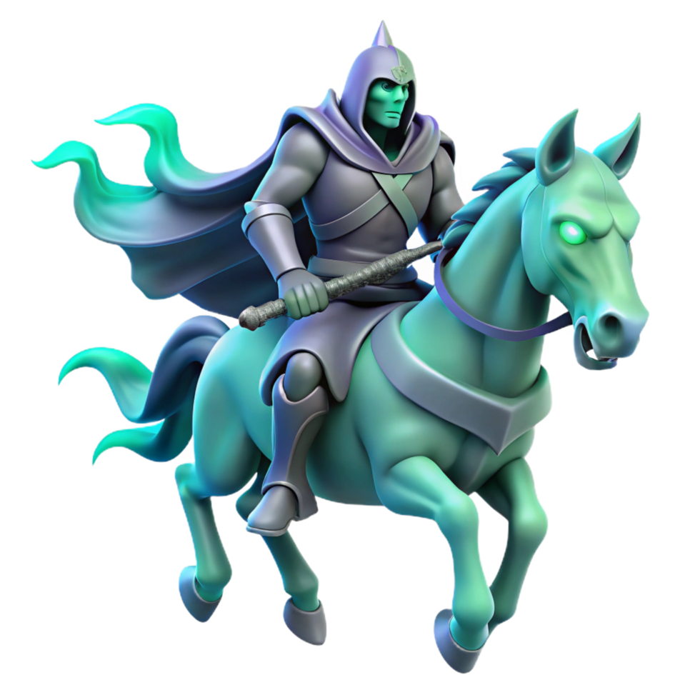 wonderful traditional 3D Render Knight on Spectral Steed authentic png