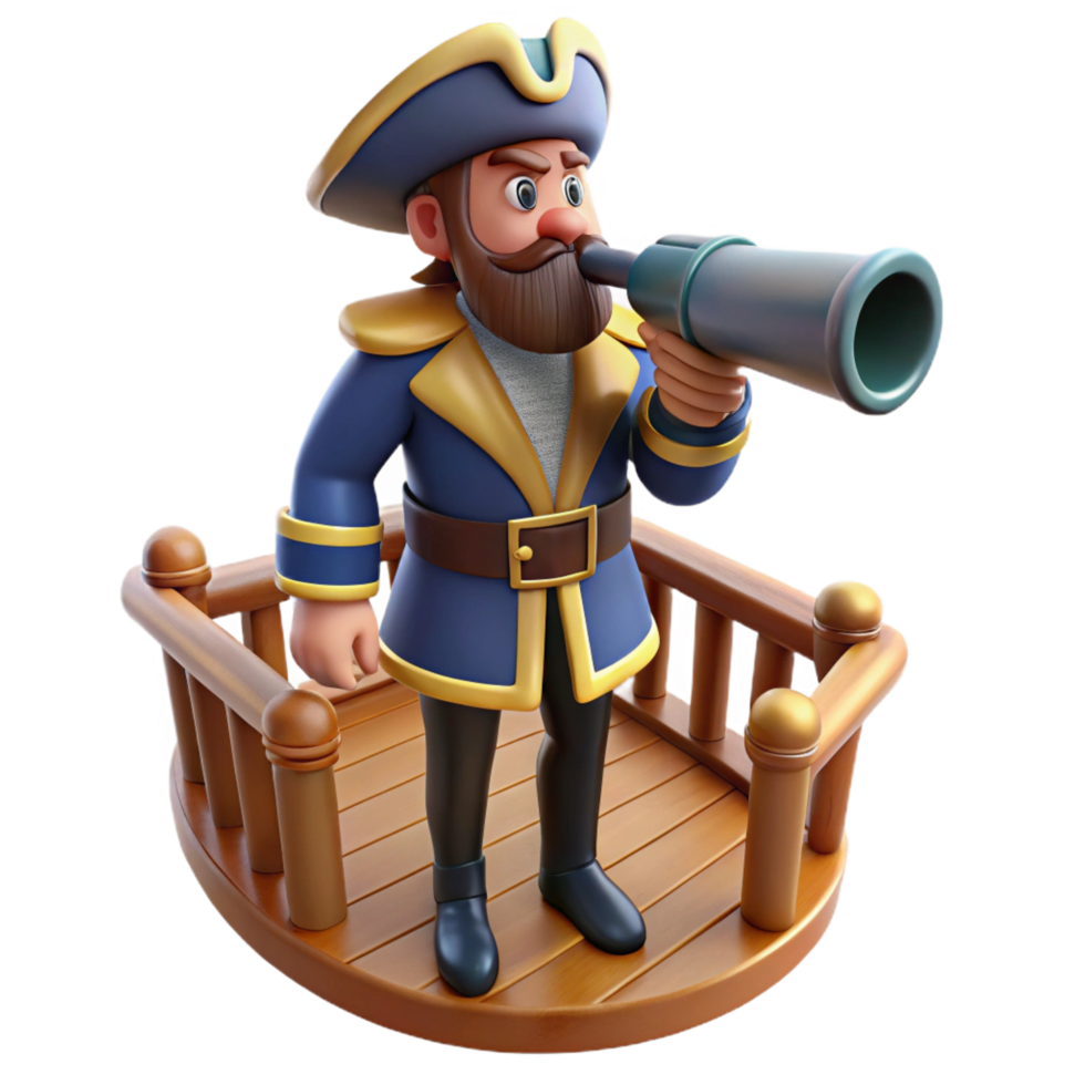 magnificent contemporary 3D Cartoon Pirate Captain Illustration premium png