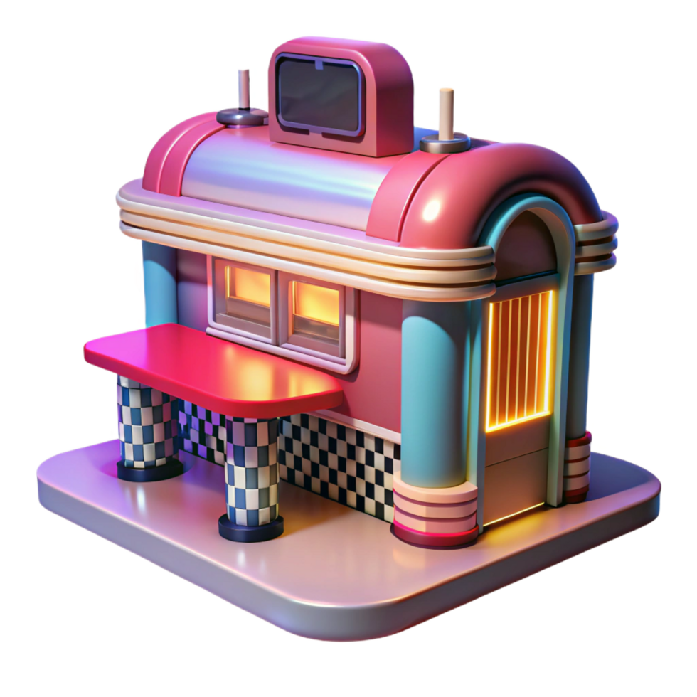 wonderful artistic Retro Diner 3D Render authentic png