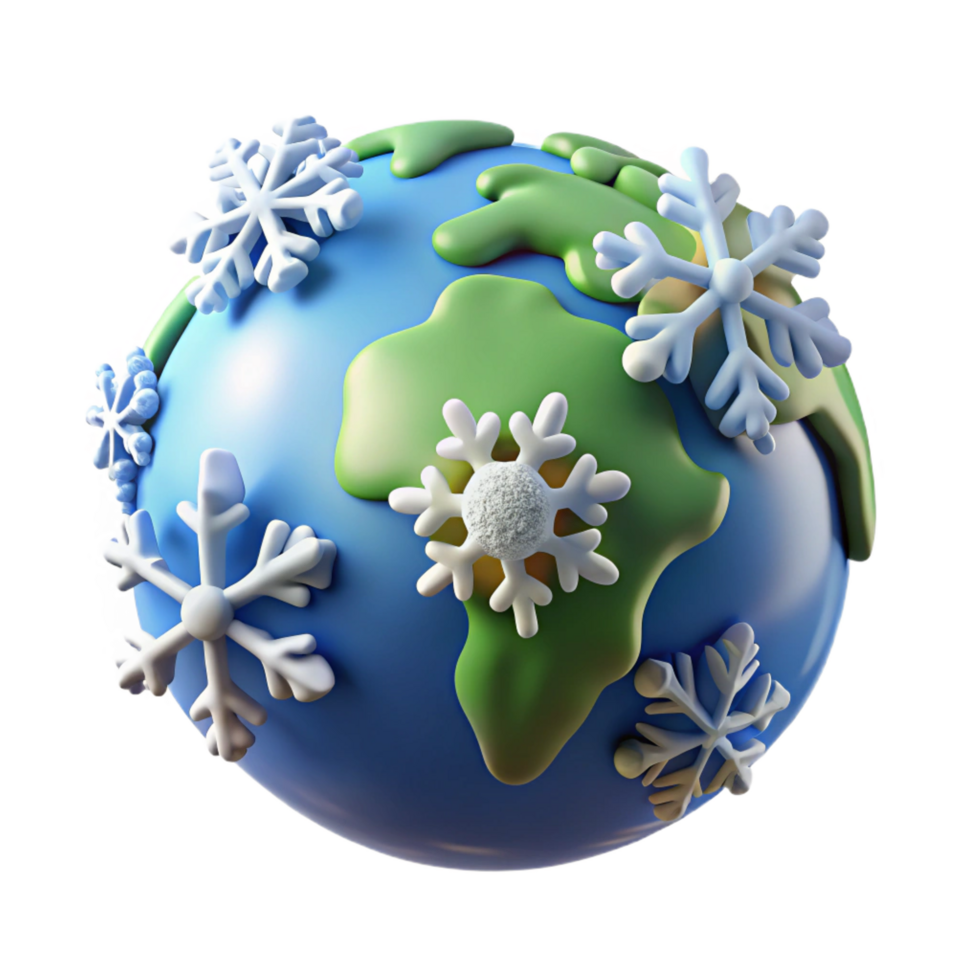 extraordinary vintage Winter Globe 3D Render high quality png