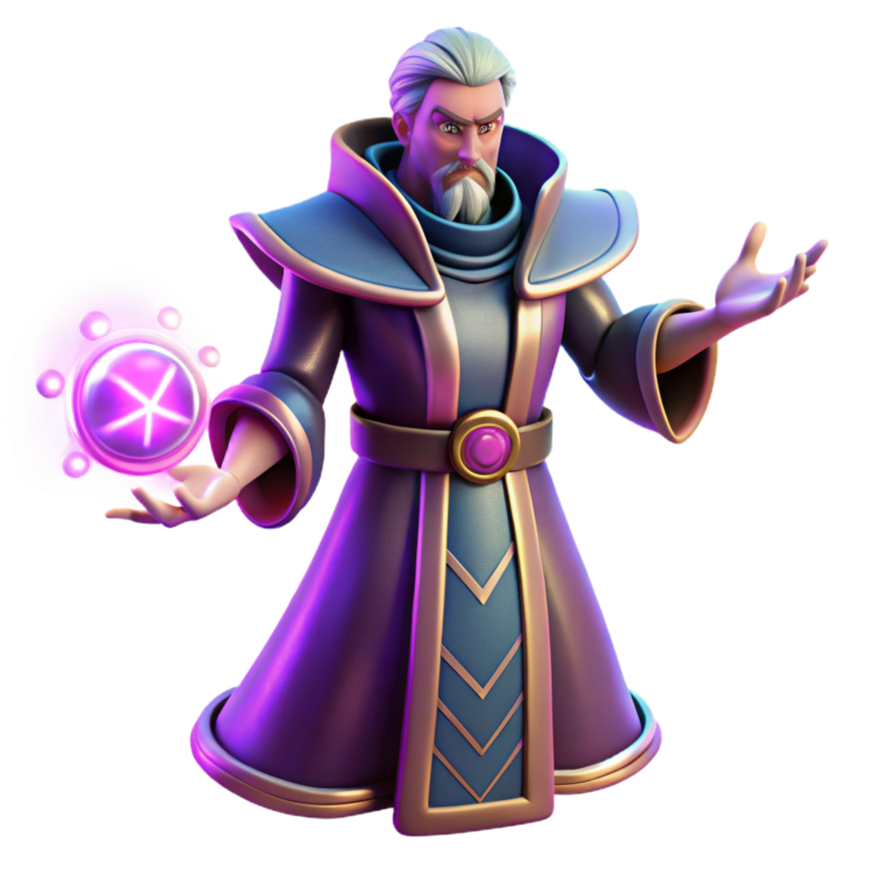 beautiful classic 3D Render Wizard Fantasy Character genuine png