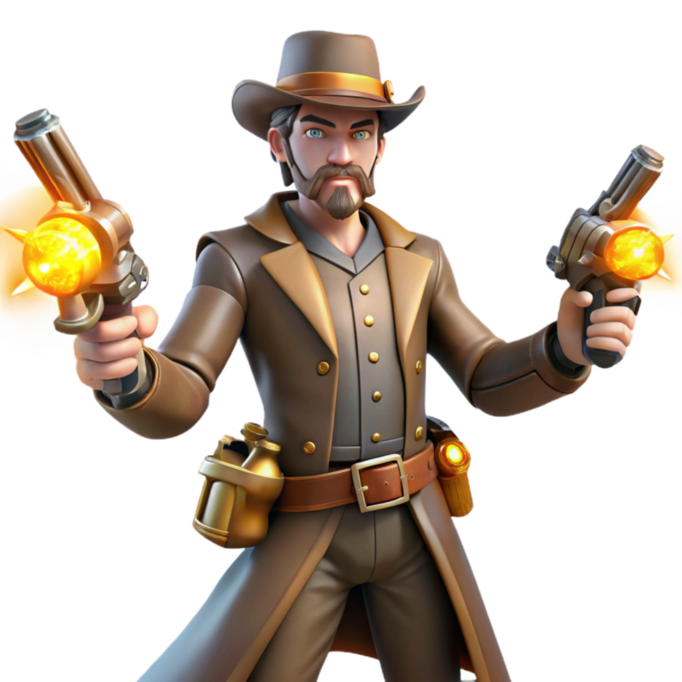 extraordinary rustic Gunslinger 3D Illustration genuine png
