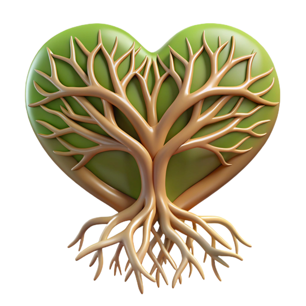 dramatic creative Heart Tree 3D Render authentic png