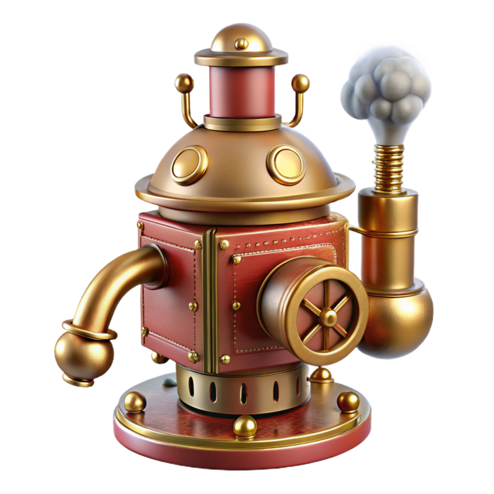 vibrant vintage Steampunk Robot 3D Render professional png