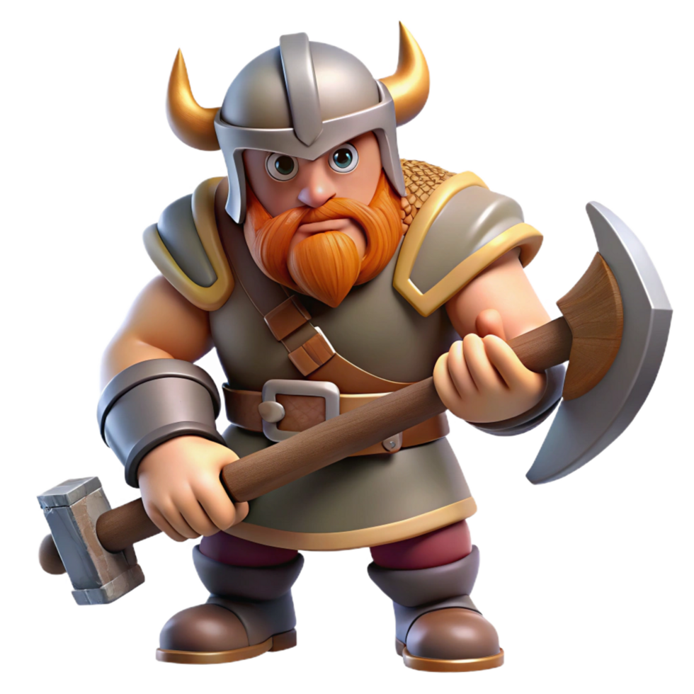 wonderful artistic Cartoon Viking Warrior 3D Render premium png
