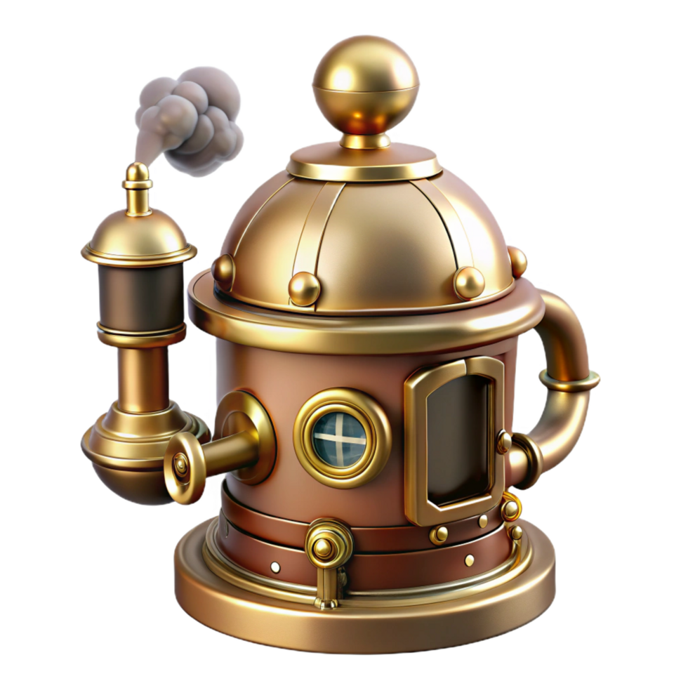 vibrant creative Steampunk Machine 3D Render genuine png