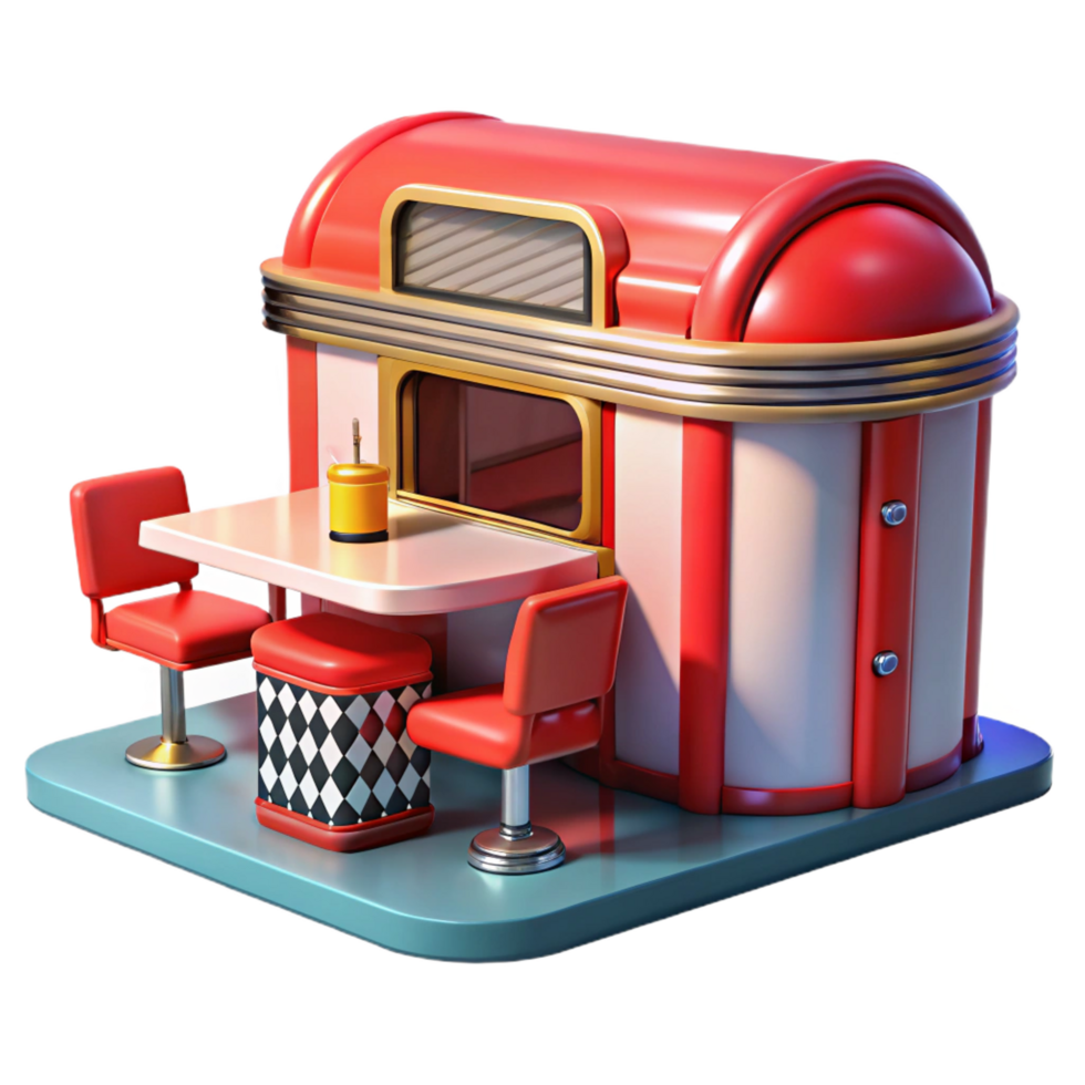 beautiful classic Retro Diner 3D Model authentic png