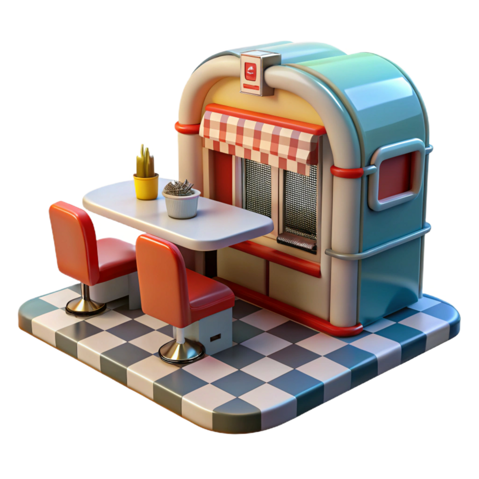 dramatic modern Retro Diner 3D Render original png