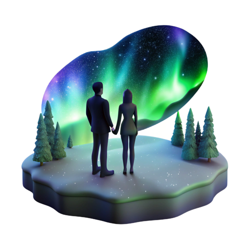 wonderful contemporary Romantic 3D Aurora Borealis Illustration 4K png