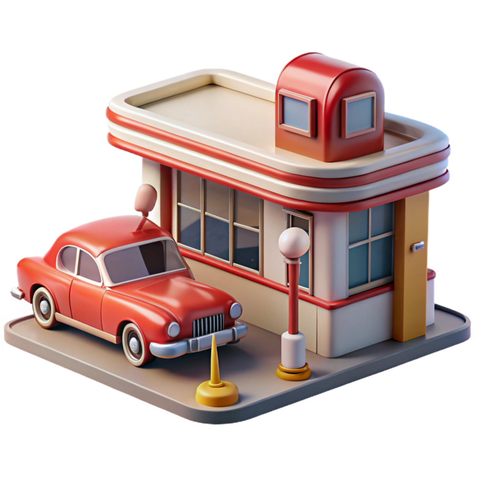 dramatic creative Retro Diner 3D Illustration original png