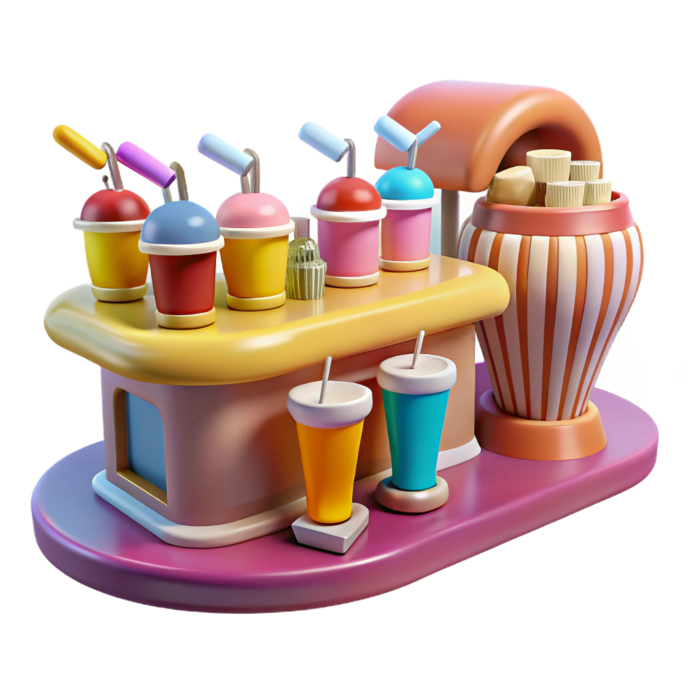 impressive traditional 3D Render of a Colorful Drink Stand authentic png