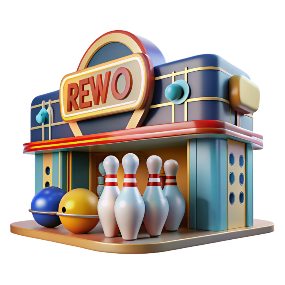 stunning traditional Retro Bowling Alley 3D Render professional png