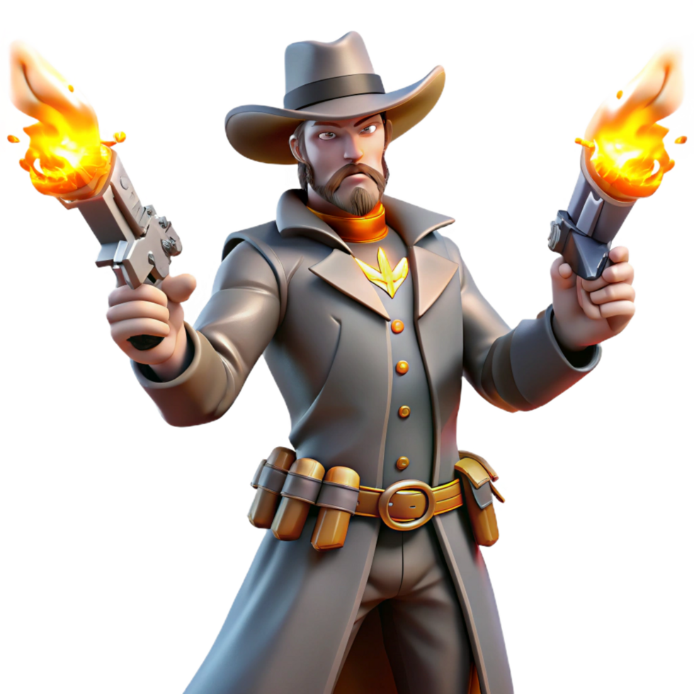 elegant modern 3D Render Wild West Gunslinger high resolution png