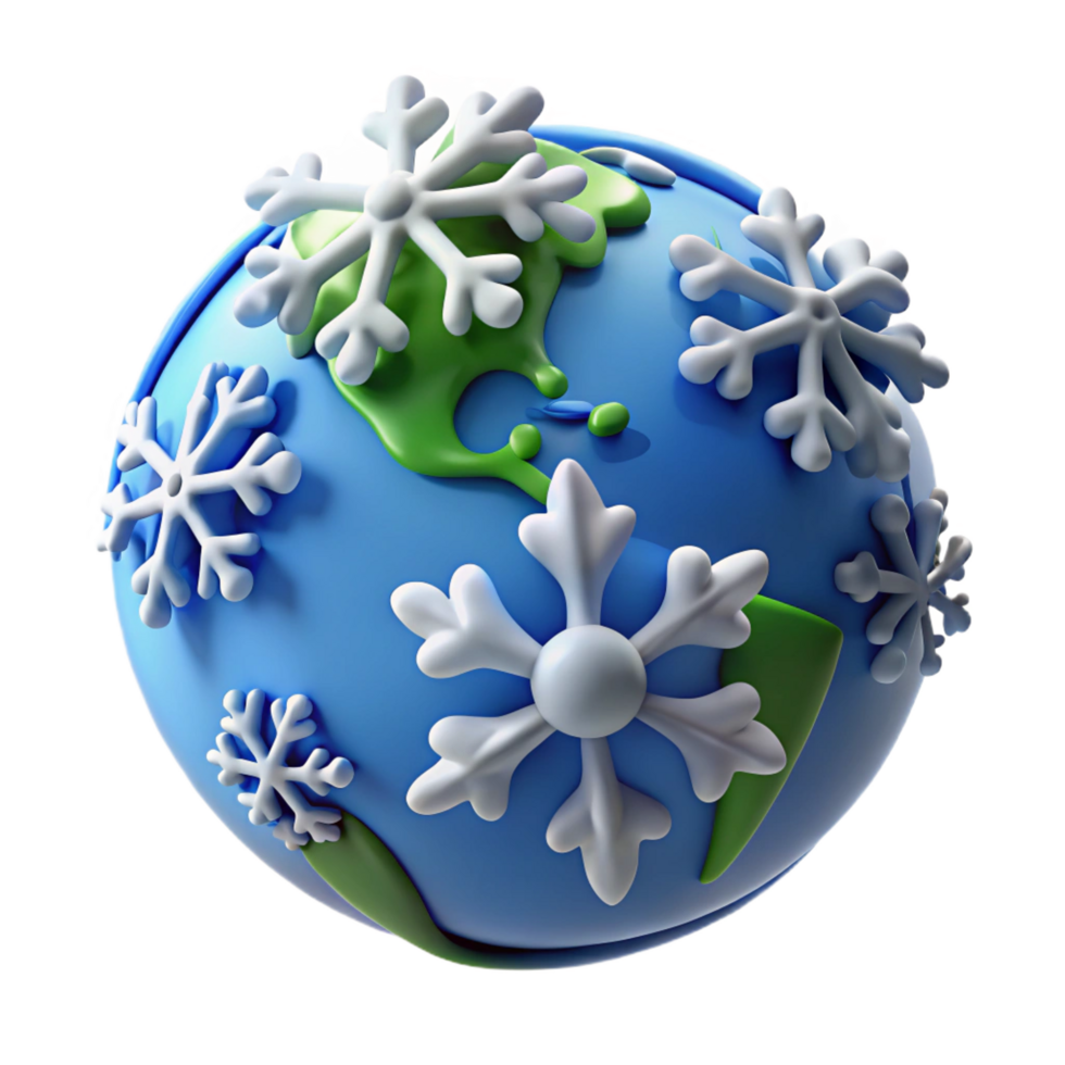 extraordinary vintage Winter Globe 3D Illustration 4K png