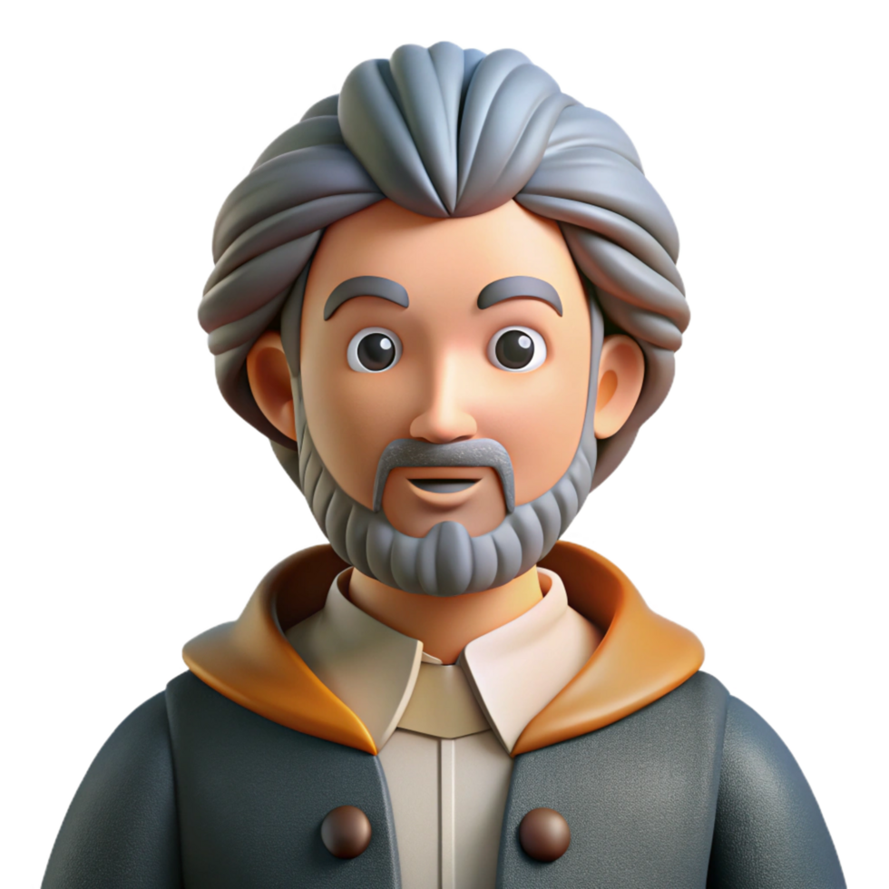 wonderful abstract 3D Cartoon Elderly Man Illustration high quality png
