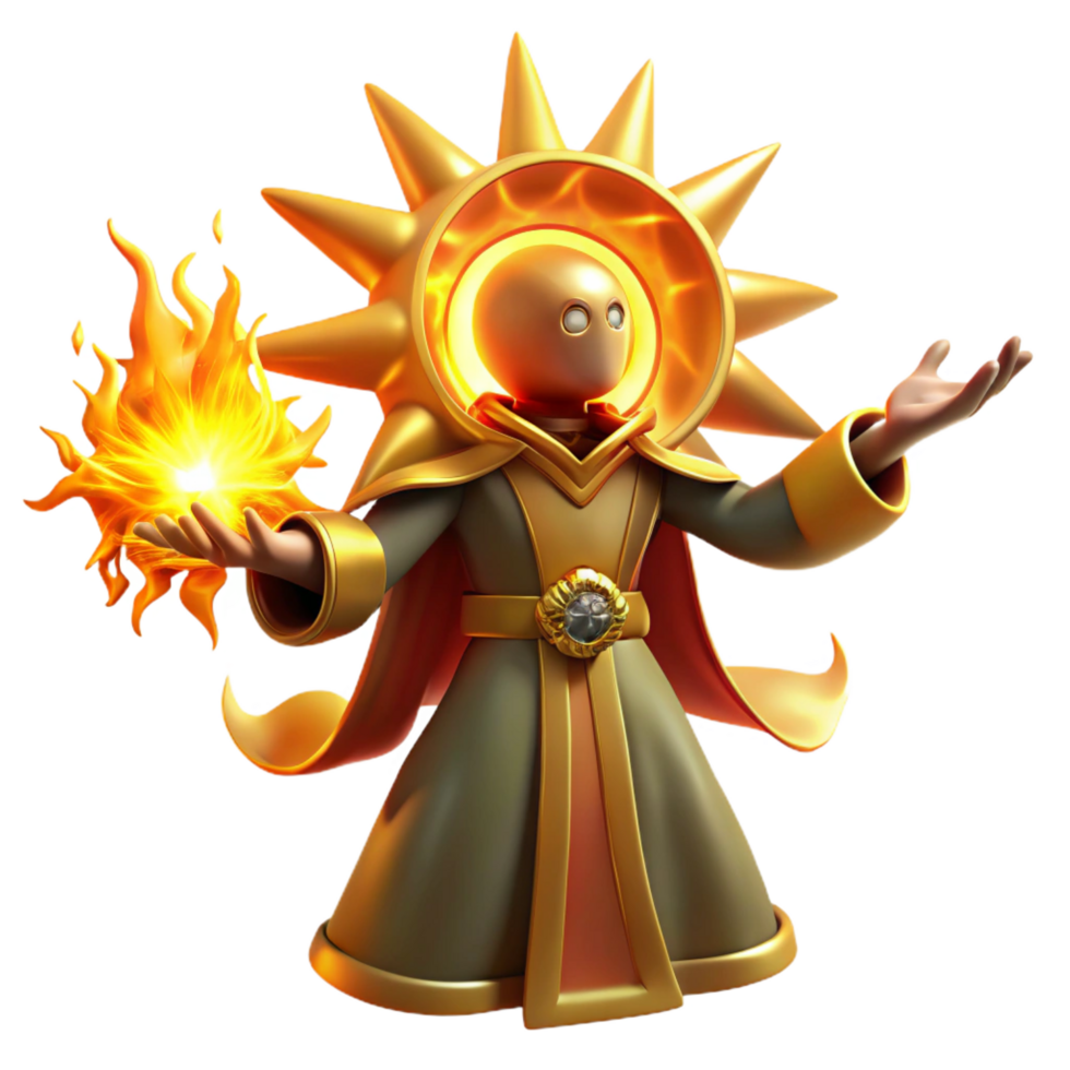 beautiful traditional 3D Sun Mage Illustration genuine png