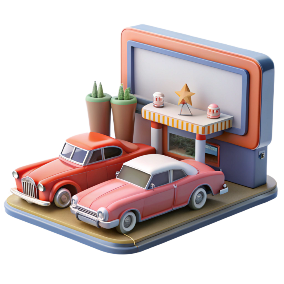 beautiful abstract Retro Drive In Theater 3D Illustration professional png