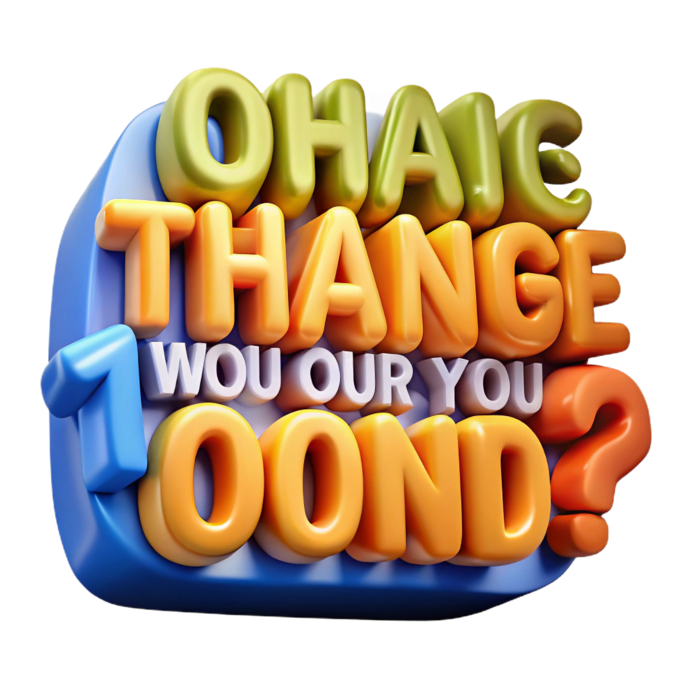 impressive contemporary 3D Colorful Text Graphic Change high resolution png