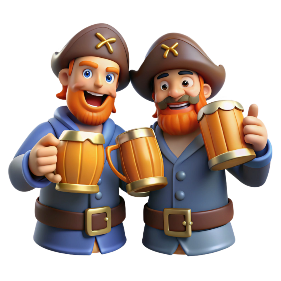 wonderful creative 3D Illustration of Jolly Pirates with Beer exclusive png