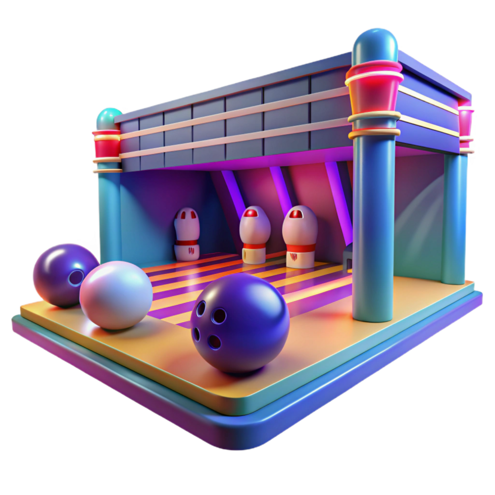 impressive vintage 3D Bowling Alley Illustration authentic png