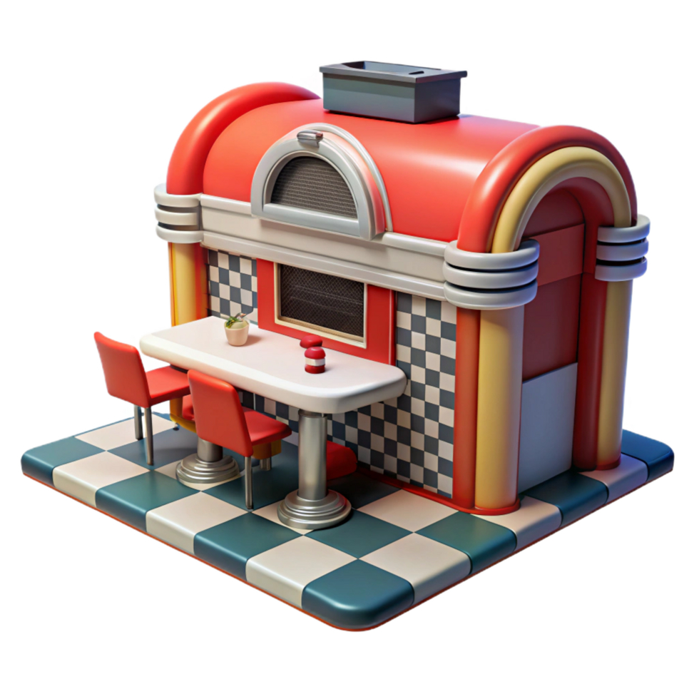 extraordinary classic Retro Diner Jukebox 3D Illustration professional png