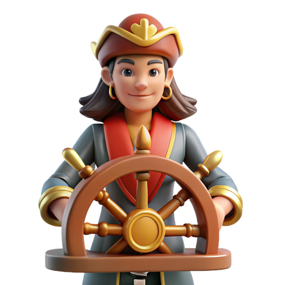 stunning creative 3D Cartoon Pirate Captain at the Helm genuine png