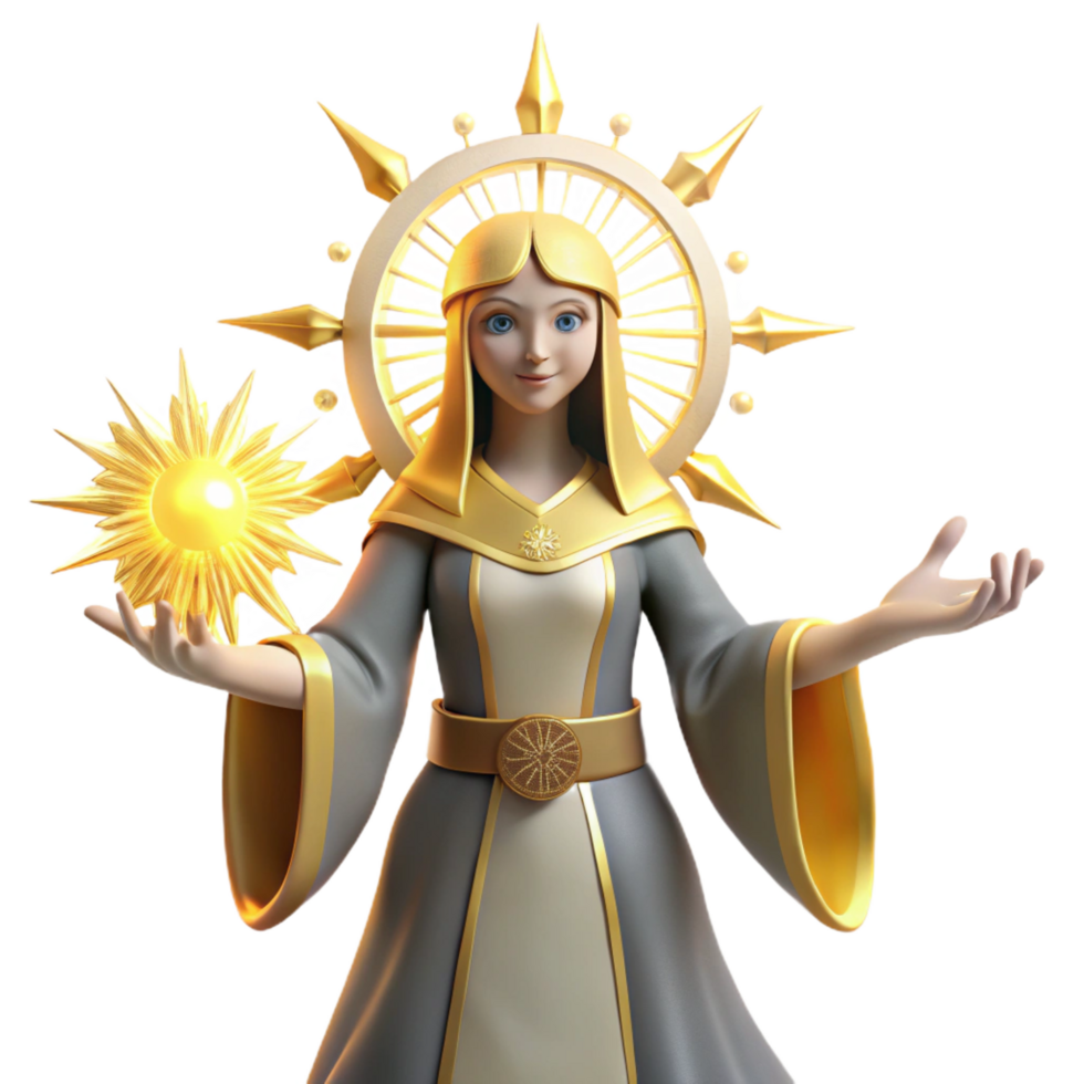impressive rustic Radiant Goddess 3D Render exclusive png