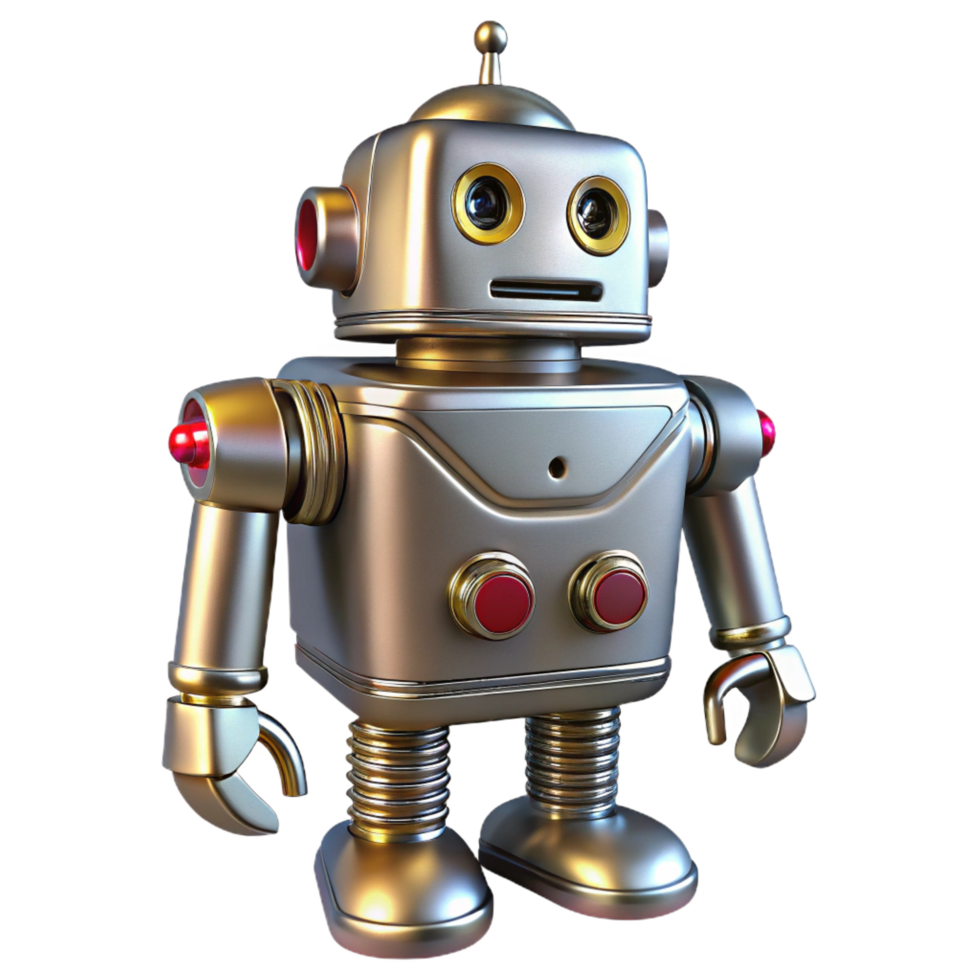 beautiful abstract Retro Robot 3D Render original png