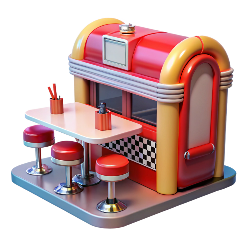 impressive contemporary Retro Diner 3D Model Jukebox Booth professional png