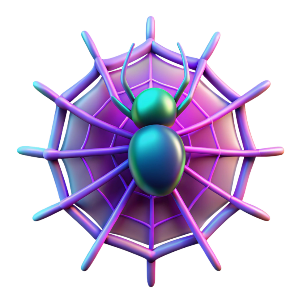 magnificent minimalist 3D Render of Spider on Web authentic png