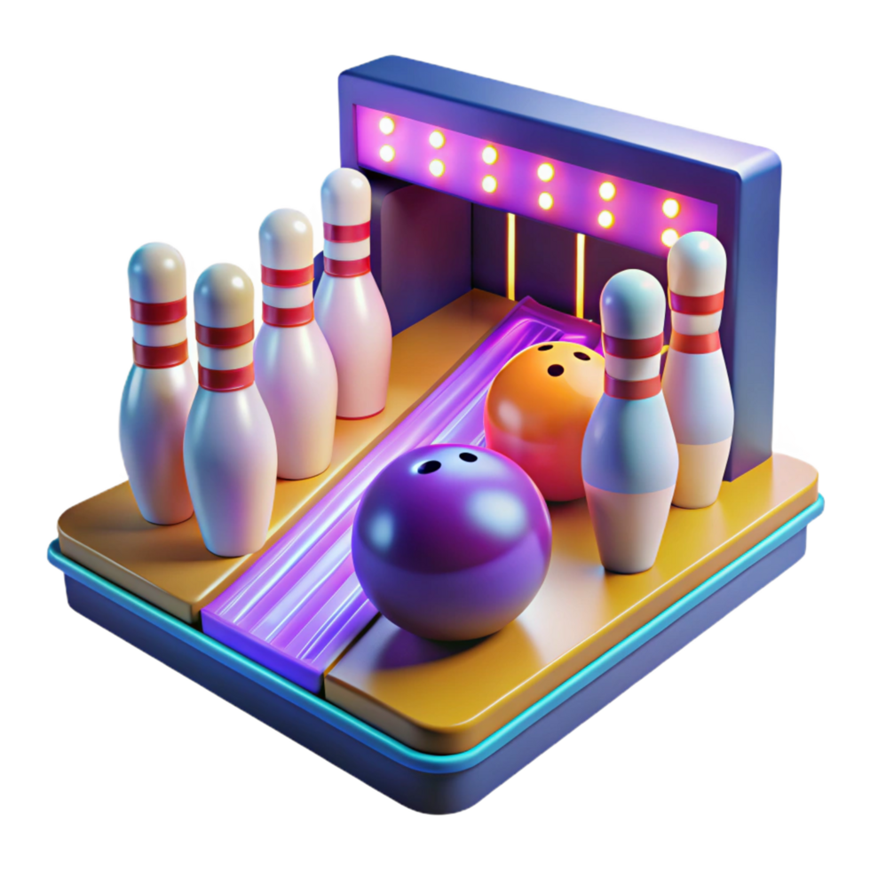 beautiful rustic 3D Bowling Alley Illustration detailed png
