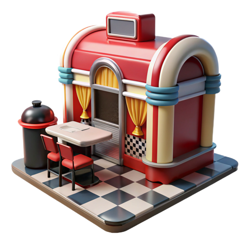 magnificent abstract Retro Diner 3D Model detailed png