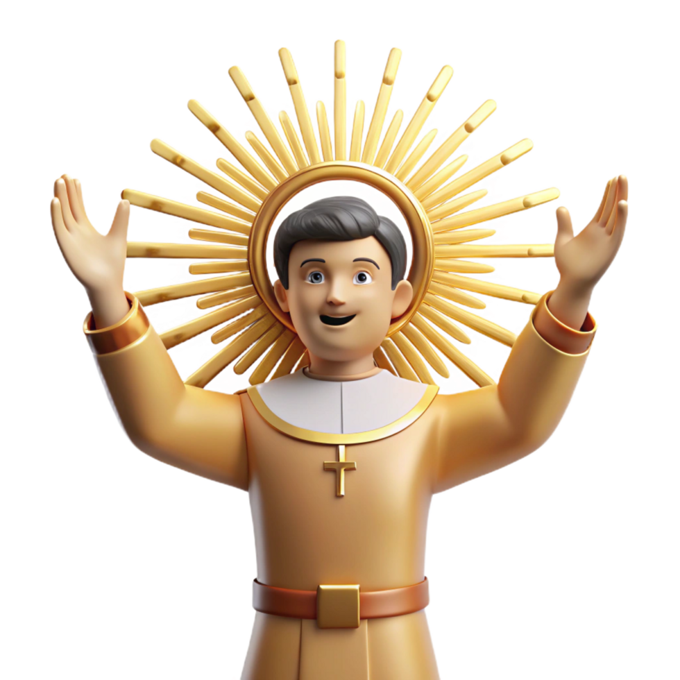 dramatic abstract 3D Render Boy in Golden Robe authentic png